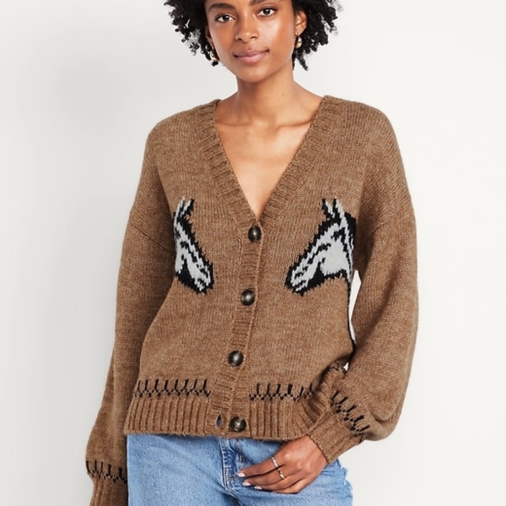 NWT Old Navy Brown Horse Graphic Cardigan
